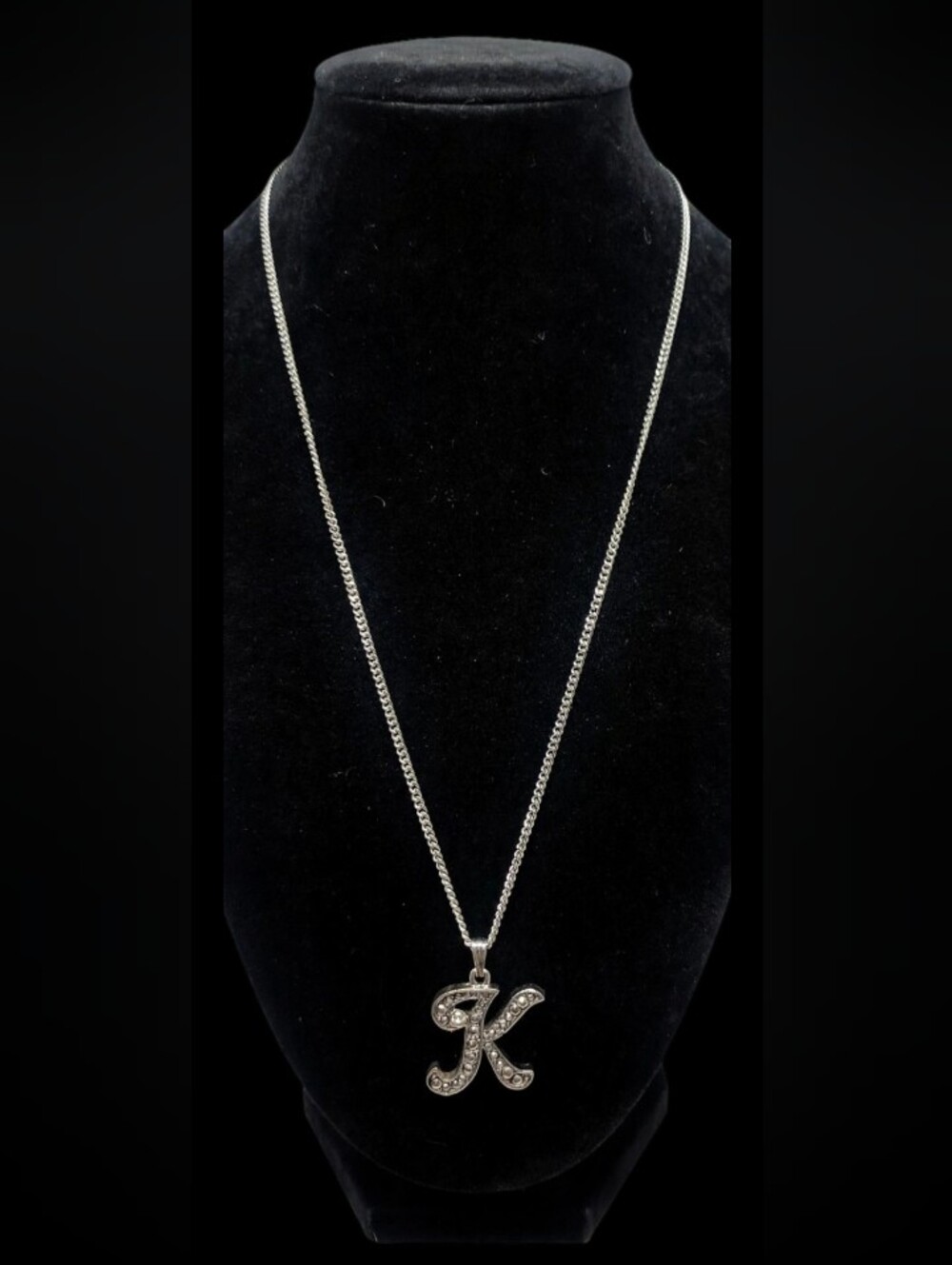 2/$20    Initial K Pendant Necklace in Shiny Silver